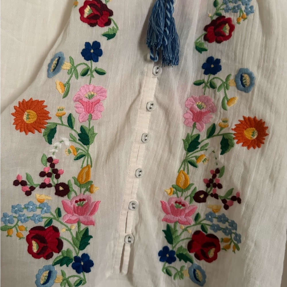 Spell Women's Floral Embroidered Cream Blouse - Picture 3 of 5